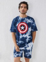 Men’s Oversize Cotton Tie Dye Blue Co-Ord Set