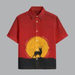 Red Printed Half Sleeve Shirt for Men Party Wear Street Style Fashion