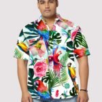 Exotic Parrot Pattern Digital Men Plus Size Half Sleeve Shirt