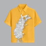 Yellow Printed Half Sleeve Shirt for Men Trendy Summer Streetwear