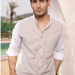 Grey and White Linen Cotton Sophisticated Casual Shirt