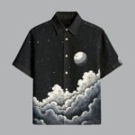 Black Cool Printed Half Sleeve Shirt for Men Fashionable Slim Fit
