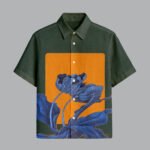 Dark Green Printed Half Sleeve Shirt for Men Bold Street Fashion