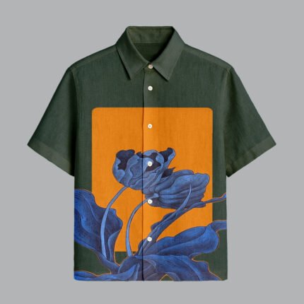 Dark Green Printed Half Sleeve Shirt for Men Bold Street Fashion