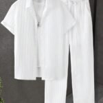 Sugar Cane White Color Mens Full Set Trouser And Shirt Half Sleeves