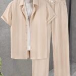 Sugar Cane Cream Color Mens Full Set Trouser And Shirt Half Sleeves