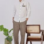 Summer White Lighthouse Coastal Embroidered Shirt