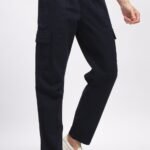 Navy Blue Relaxed-Fit Cargo Pants for Men