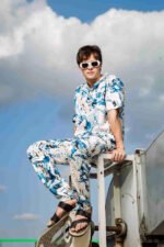 Off White Relaxed Fit Cuban Collar Shirt & All Day Pants Abstract Printed Co-ord Set - Image 2