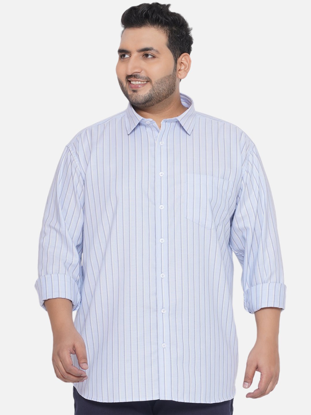 1_1_15c2decf-2195-4b26-babb-19b1c6848a74.jpg Plus Size Men Regular Fit Egyptian Cotton Sky Blue Striped Formal Shirt - Image 1