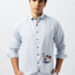 Sundown Sail Blue Embroidered Breezy Casual Shirt