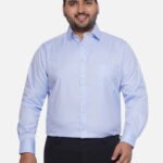 Plus Size Men Comfort Fit Blue Solid Pure Cotton Shirt