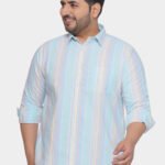 Plus Size Men Regular Fit Cotton Multicolour Striped Full Sleeve Casual Shirt