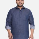 Plus Size Men Comfort Fit Blue Printed Cotton Casual Shirt