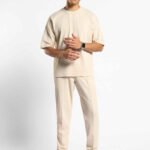 Textured Round Neck T-Shirt And Joggers