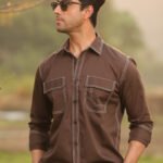 Brown Contrast Stitch Designer Casual Shirt