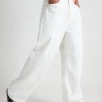 Iconic White Clean Streetwear Relaxed Wide-Leg Jeans