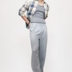 Stone Grey Double Pleated Premium Korean Straight Pants