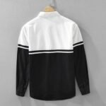 Men’s White & Black Patchwork Long Sleeve Shirt - Image 2