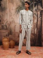 Men Variegated Striped Pure Cotton Co-Ords