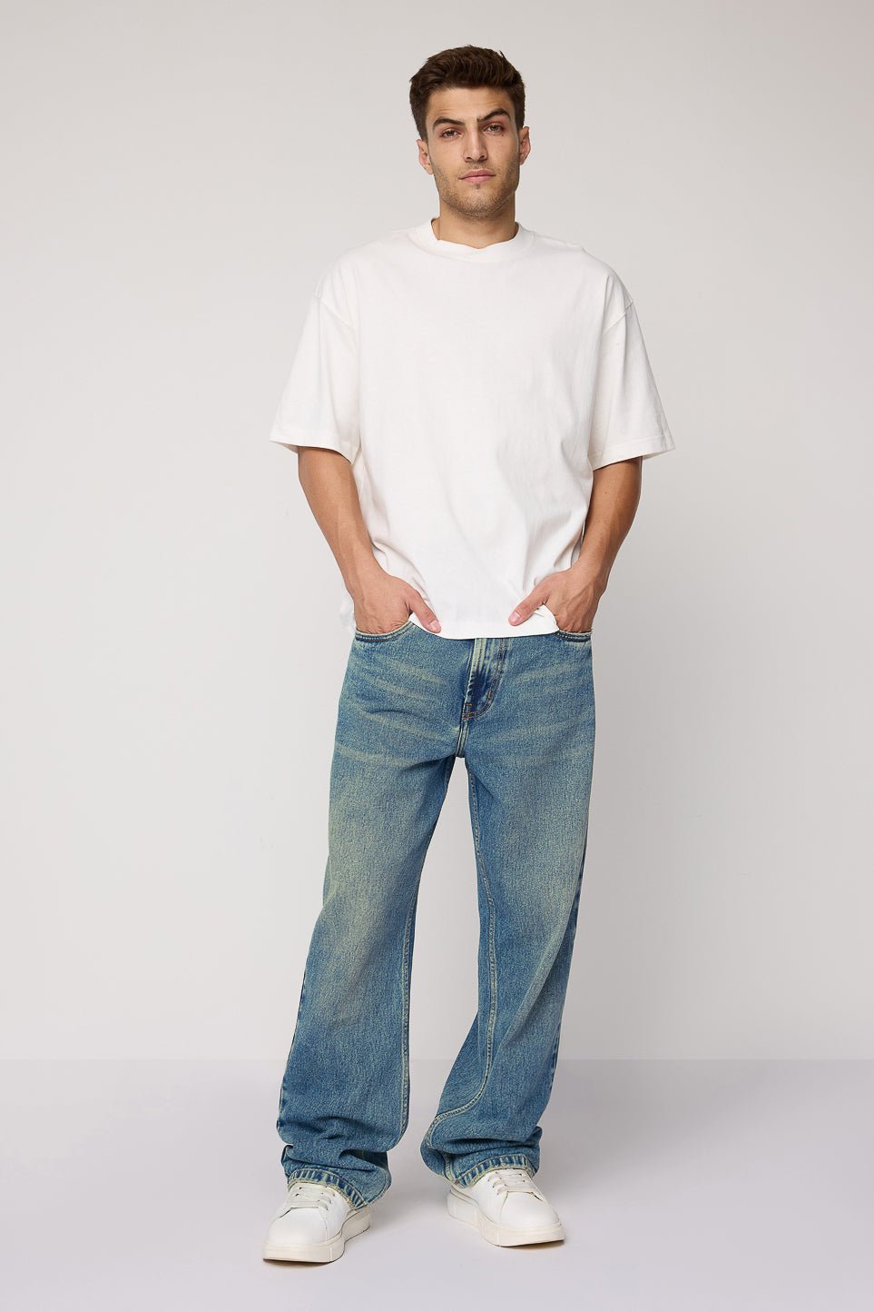 8-JULY24_17163-Edit.jpg Blue Azure Fresh Wash Relaxed Baggy Straight Denim Jeans - Image 1