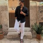 Old Money Classic Combo Shirt Set in Black and White Stylish Formal Men?s Outfit