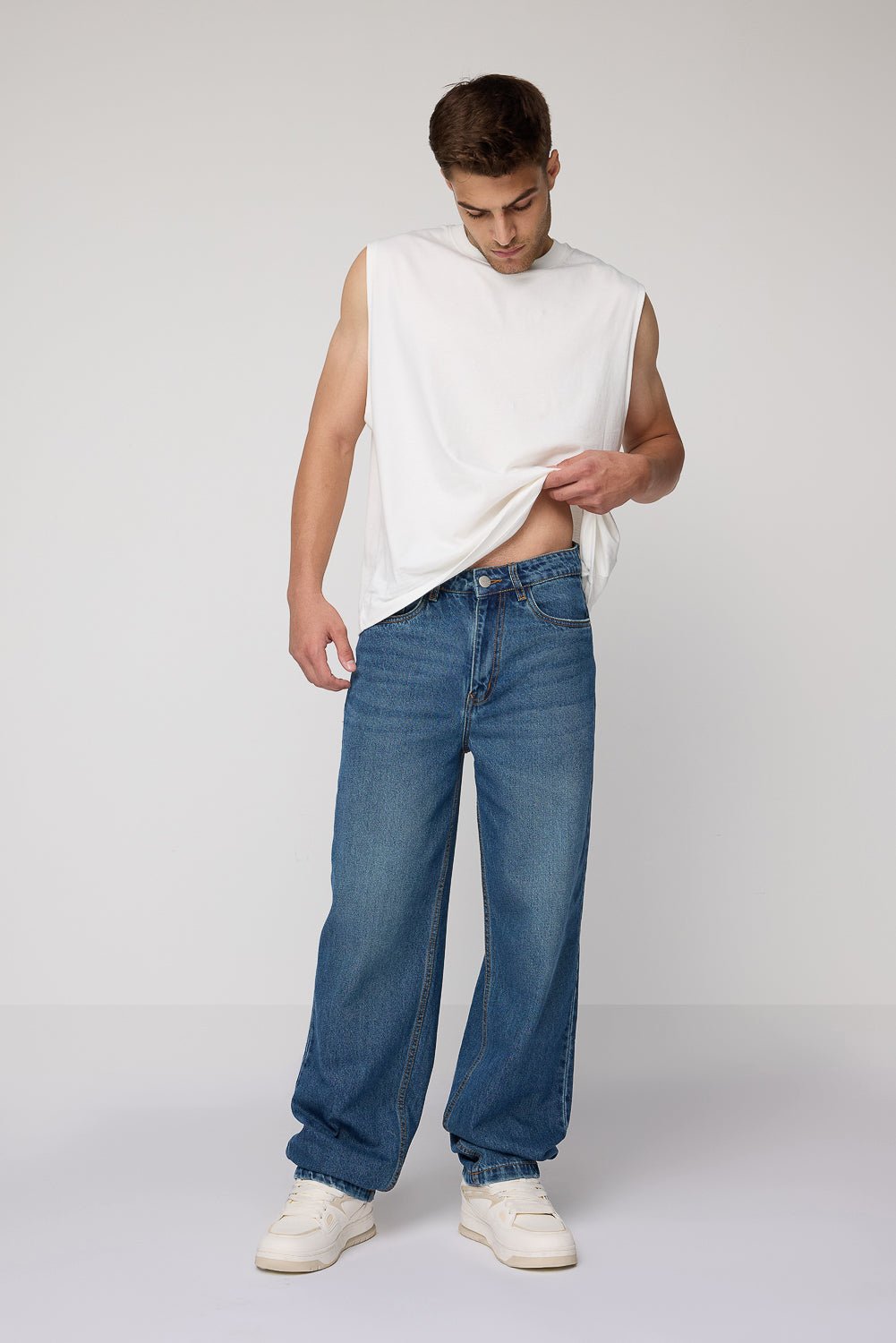 8JULY24_16426-Edit_a8176037-45c9-4b1f-8d4f-e3601bfa11b9.jpg Misty Indigo Relaxed Baggy Straight Denim Jeans - Image 1