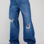 Urban Distressed Street Fit Oversized Wide Denim Jeans for Men