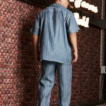 Blue Linen Blend Casual Relaxed Fit Short Sleeve Shirt & Gurkha Pants Co-Ord Set