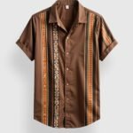Brown Vertical Line Men’s Half Sleeves Printed Shirt Exclusive
