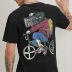Black Back Graphic Print Cotton T Shirt