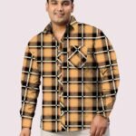 Black and Beige Check Pattern Men Plus Size Shirt