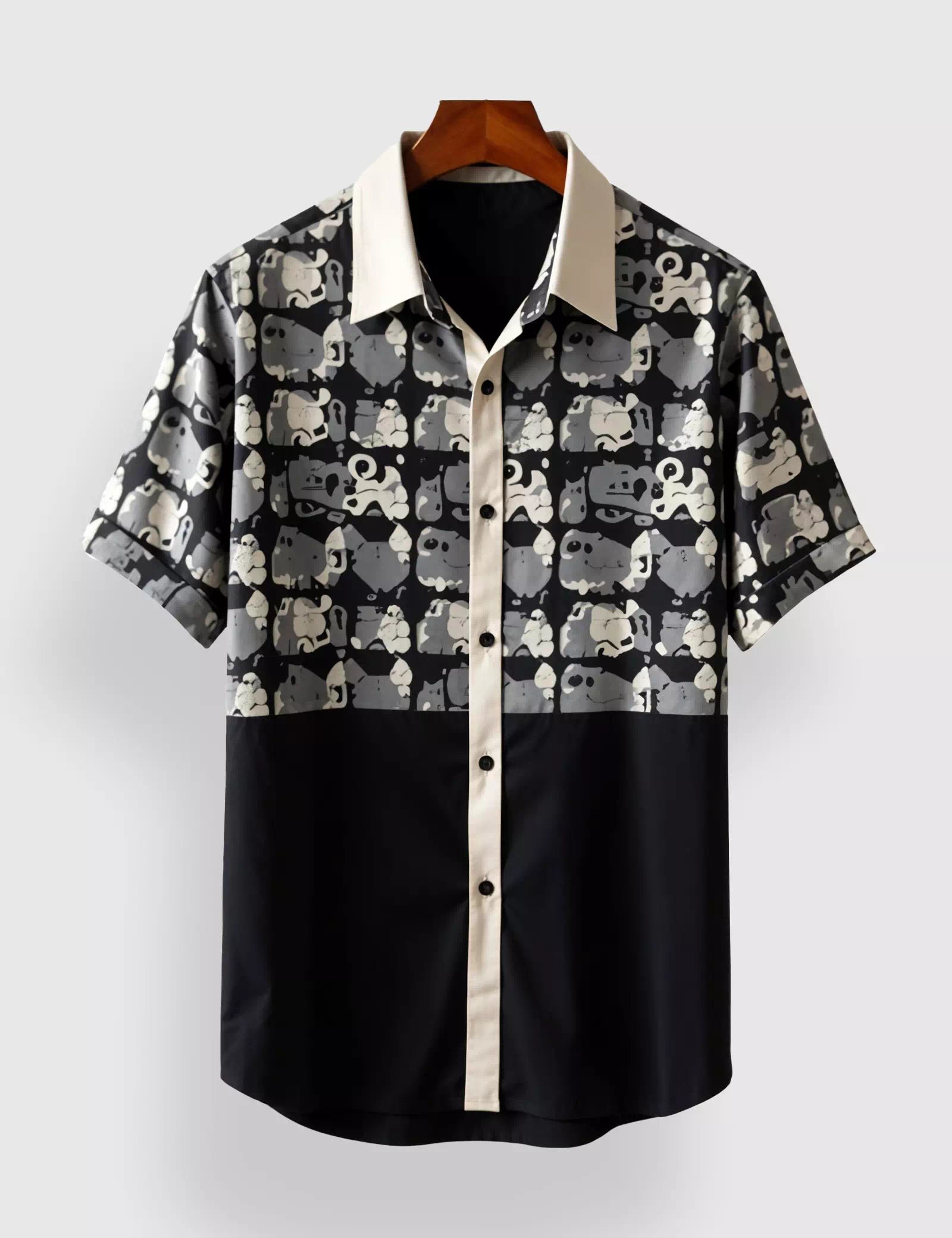 Black_Elephant_1.jpg Black Elephant Designer Men’s Half Sleeves Printed Shirt Exclusive - Image 1