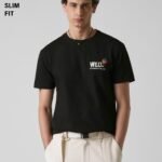 Black Printed Slim Fit Cotton T Shirt