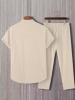 Plain Apricot Mens Full Set Trouser And Shirt Half Sleeves - Image 2