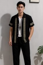 Black Border Men’s Casual Half Sleeve Shirt and Trouser Co-ord Set - Image 2
