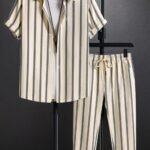 Cream Line Men’s Casual Half Sleeve Shirt and Trouser Co-ord Set