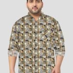 Check and Stripe Fusion Men Plus Size Cotton Shirt