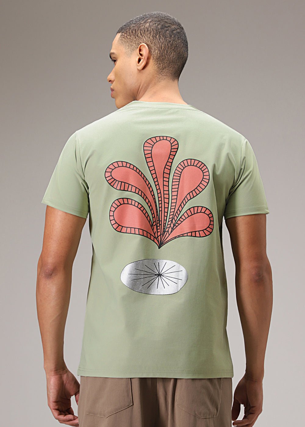 CloverGreenPrintedOversizedT-Shirt.jpg Clover Green Printed Cotton T Shirt - Image 1