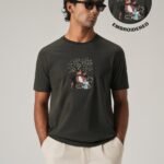 Dark Olive Chest Embroidered Slim Fit Cotton T Shirt