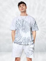 Men’s Oversize Cotton Tie Dye Gray Co-Ord Set
