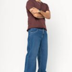 Blue Fish Cut Contemporary Straight-Fit Denim Jeans for Men