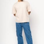 Deep Blue Oversized Baggy Straight Cargo Jeans