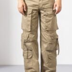 Beige Multi-Pocket Tactical Cargo Pants for Men