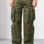 Olive Green Cotton Cargo Pants for Casual Styling