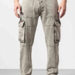Dark Beige Relaxed Loose-Fit Denim Jeans for Men