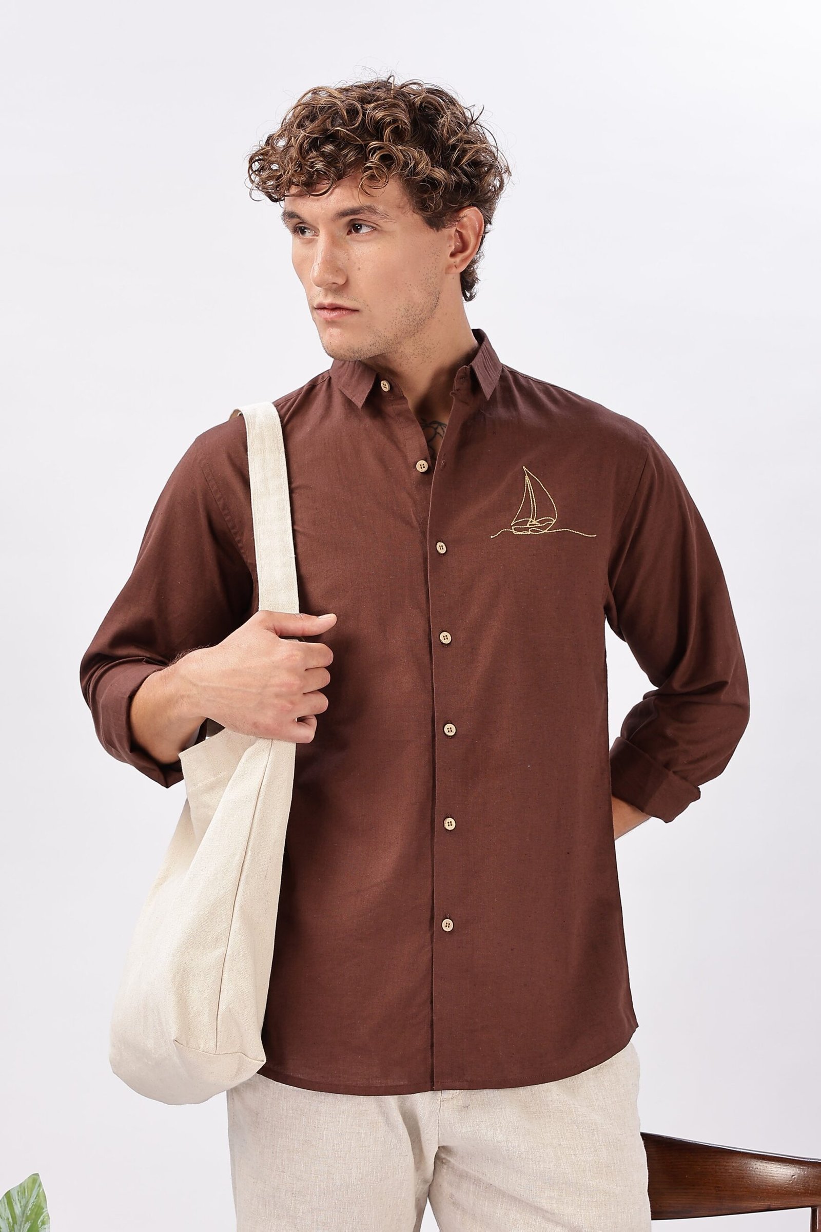 Hamptons_25_3-scaled-1.jpg Brown Classic Heritage Embroidered Shirt - Image 1
