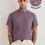 Lavender Graphic Printed Cotton T Shirt