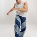 Men?s Peeled Blue Vintage Wash Straight Denim Jeans