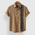 Peach Straight Line Men’s Half Sleeves Printed Shirt Exclusive